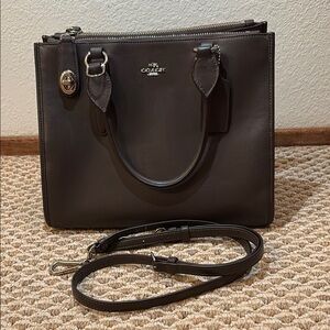 Coach Black Leather Tote Bag